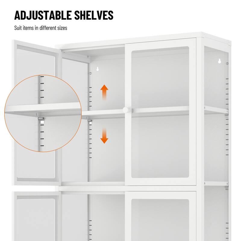 Four Glass Door Storage Cabinet with Adjustable Shelves