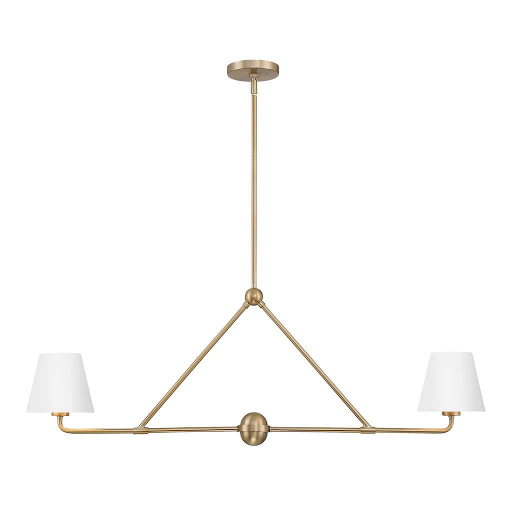 Xavier 2 Light Vibrant Gold and White Chandelier - 42"W x 15"H x 6"D