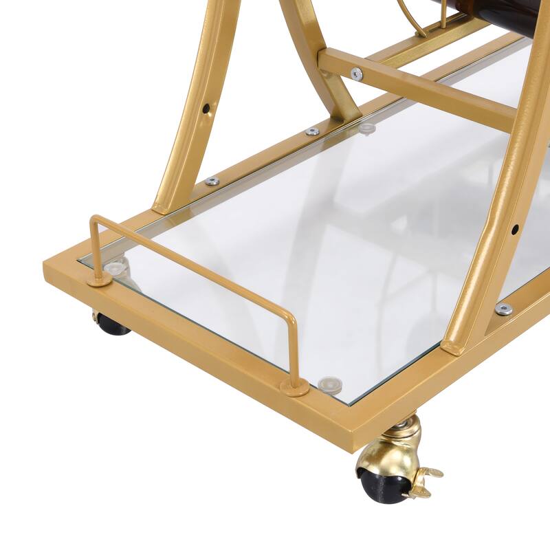 Serving Cart Glass Bar 3-Tier Metal Frame and Shelf