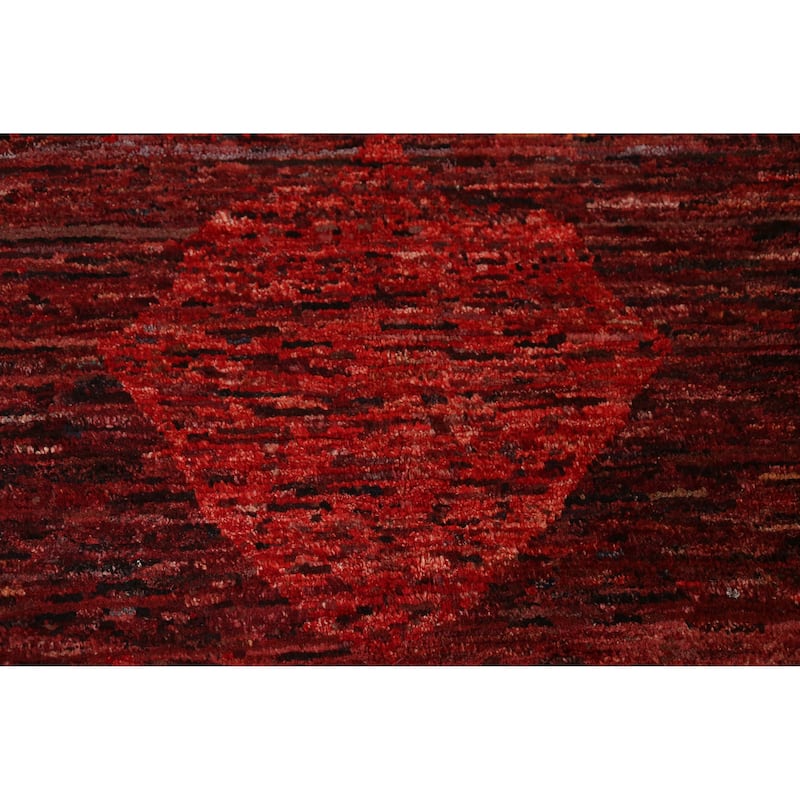 Geometric Red Moroccan Oriental Rug Handmade Wool Carpet - 4'10" x 6'1"