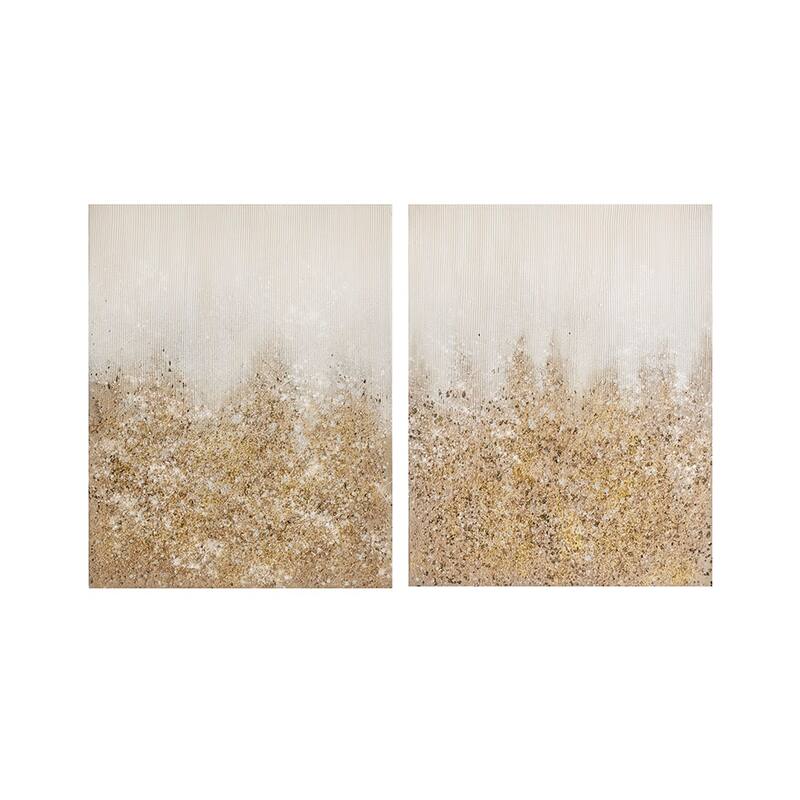 Gracie Mills Louise Tranquil Sorbet Sky Gel Coat Canvas - 22 x 28 - Gold