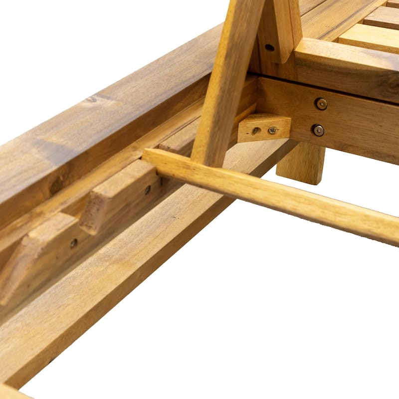Acacia Wood Adjustable Backrest Outdoor Lounge Chair