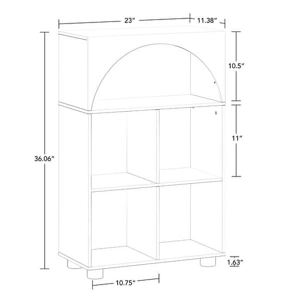 Kids Curve Appeal 23 in. 4 Cubby Bookcase – White with Optional Bins