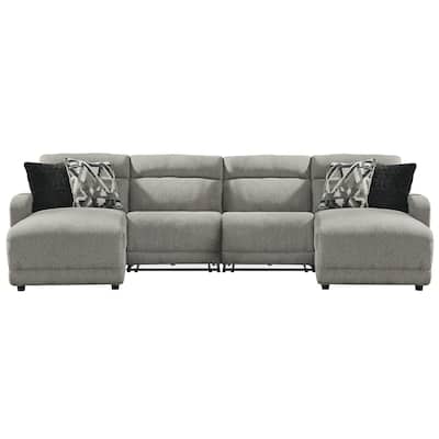 Signature Design by Ashley Colleyville Gray 4-Piece Power Reclining Sectional with Chaise - 140"W x 65"D x 39"H