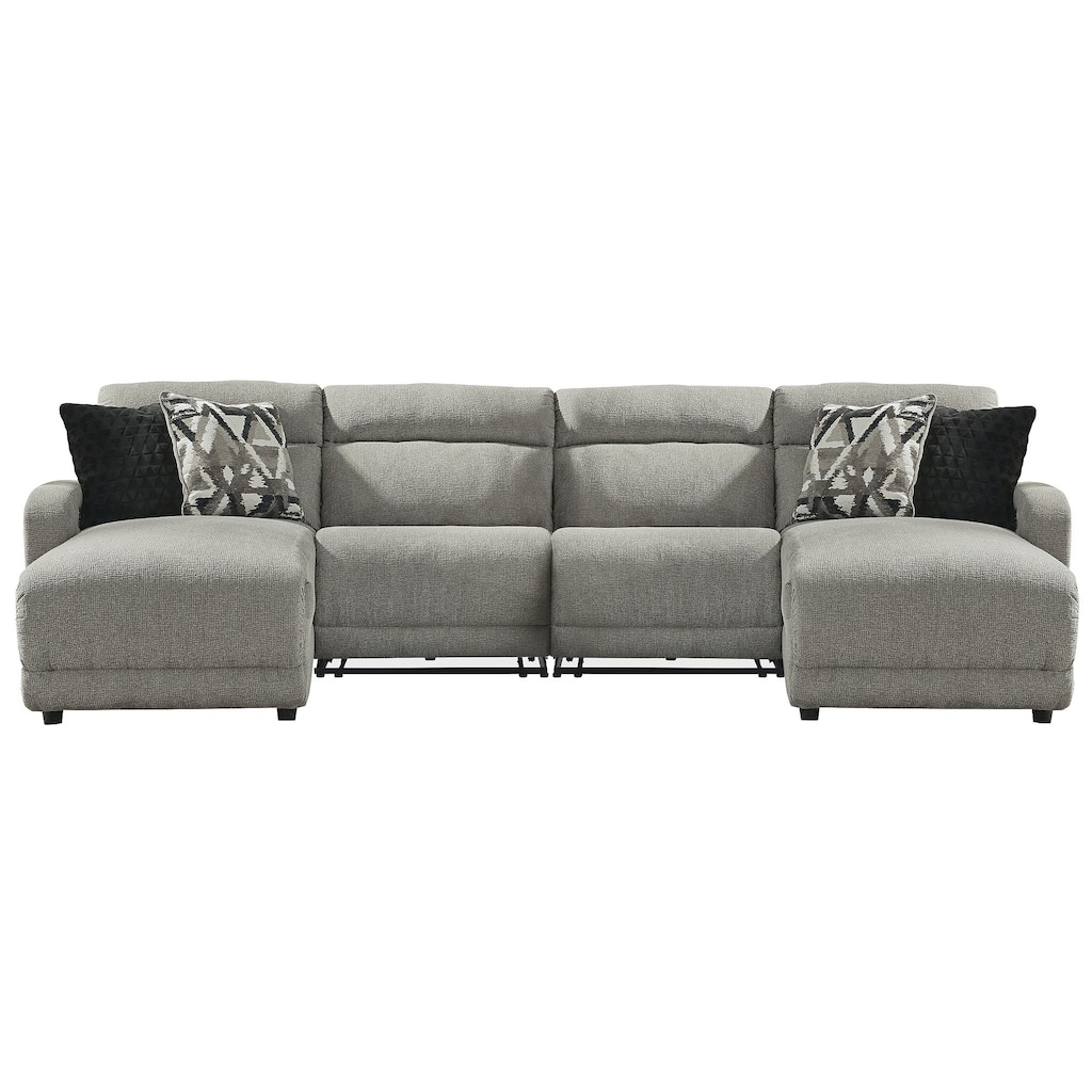 Signature Design by Ashley Colleyville Gray 4-Piece Power Reclining Sectional with Chaise - 140"W x 65"D x 39"H