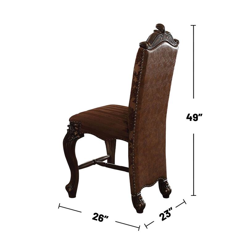 Set of 2 Faux Leather Counter Height Chair in Two Tone Light Brown