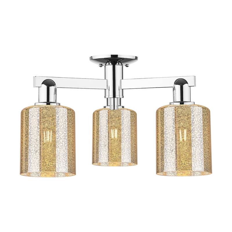 Innovations Lighting 716-3F-11-23 Cobbleskill Semi-Flush Cobbleskill 3 - Polished Chrome / Mercury