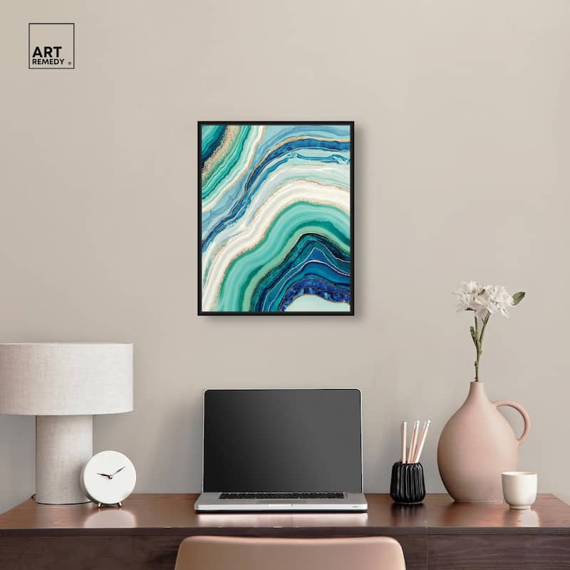 Blue Green Abstract Agate I Canvas by Art Remedy