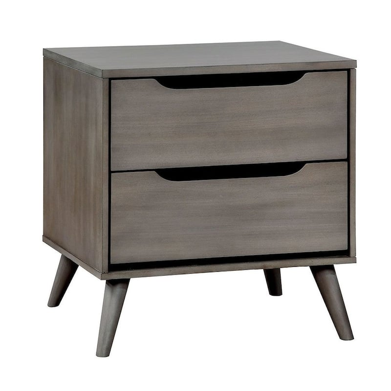 Nightstand with 2 Drawers, Bedroom Coffee Table with Round Tapered Legs, Decorative Table with Wooden Tabletop