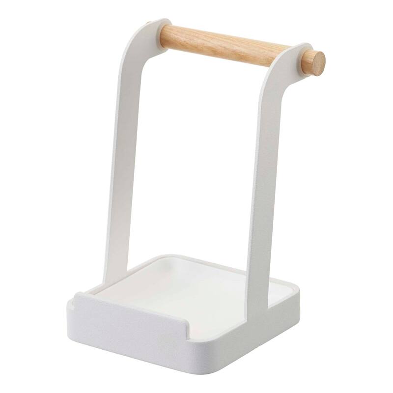 Yamazaki Home Lid and Ladle Stand, Steel and Wood - L 4.33 x W 4.72 x H 6.3 inches