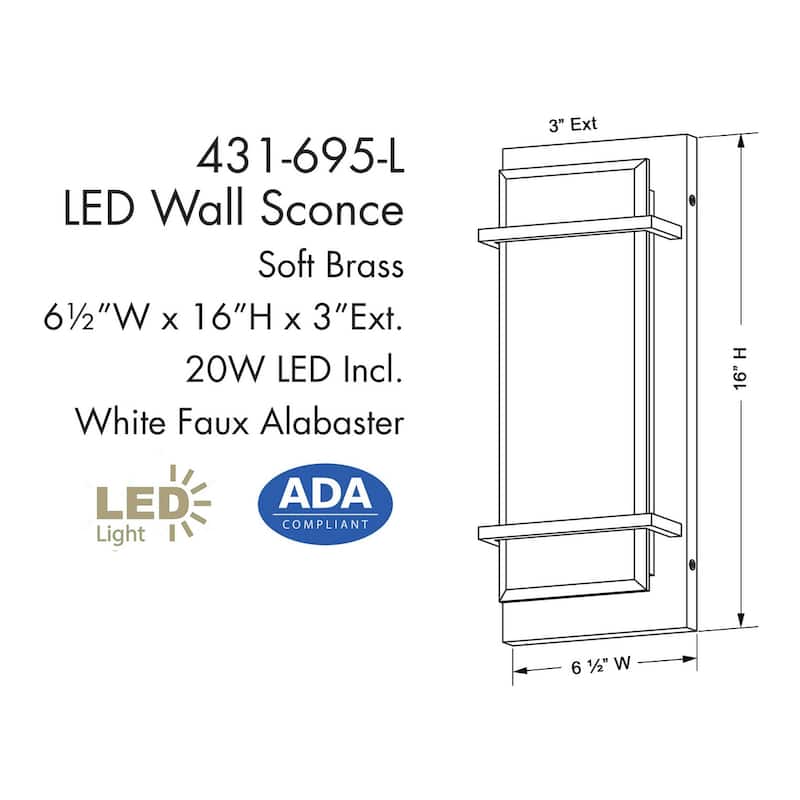 Minka Lavery 431-L Tarnos 16" Tall LED Wall Sconce with White Faux