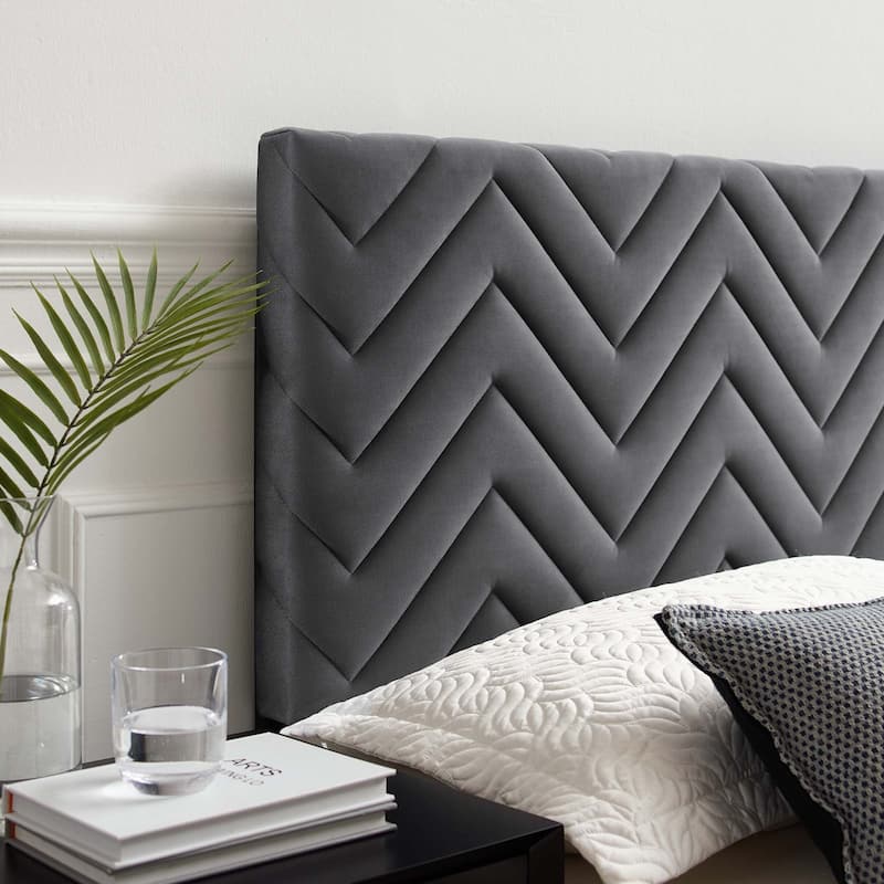 Mercy Chevron Tufted Performance Velvet Twin Headboard