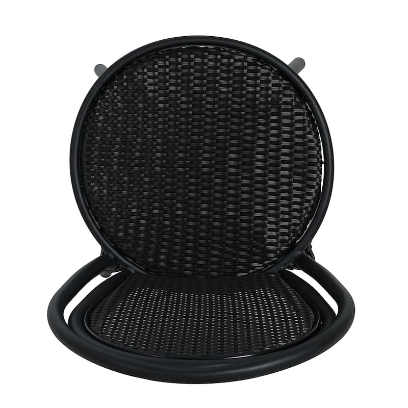 Scott Living Idle Hour Outdoor Black Bistro Chair Metal Frame Woven Wicker