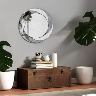 24 inch Wall-Mounted Silver Decorative Round Wall Mirror - Bed Bath ...