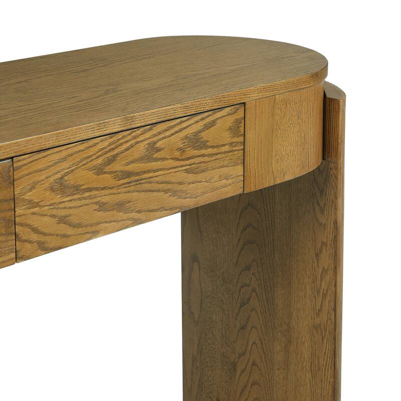 55 Inch Console Table with Natural Wood Grain Finish 2 Drawers