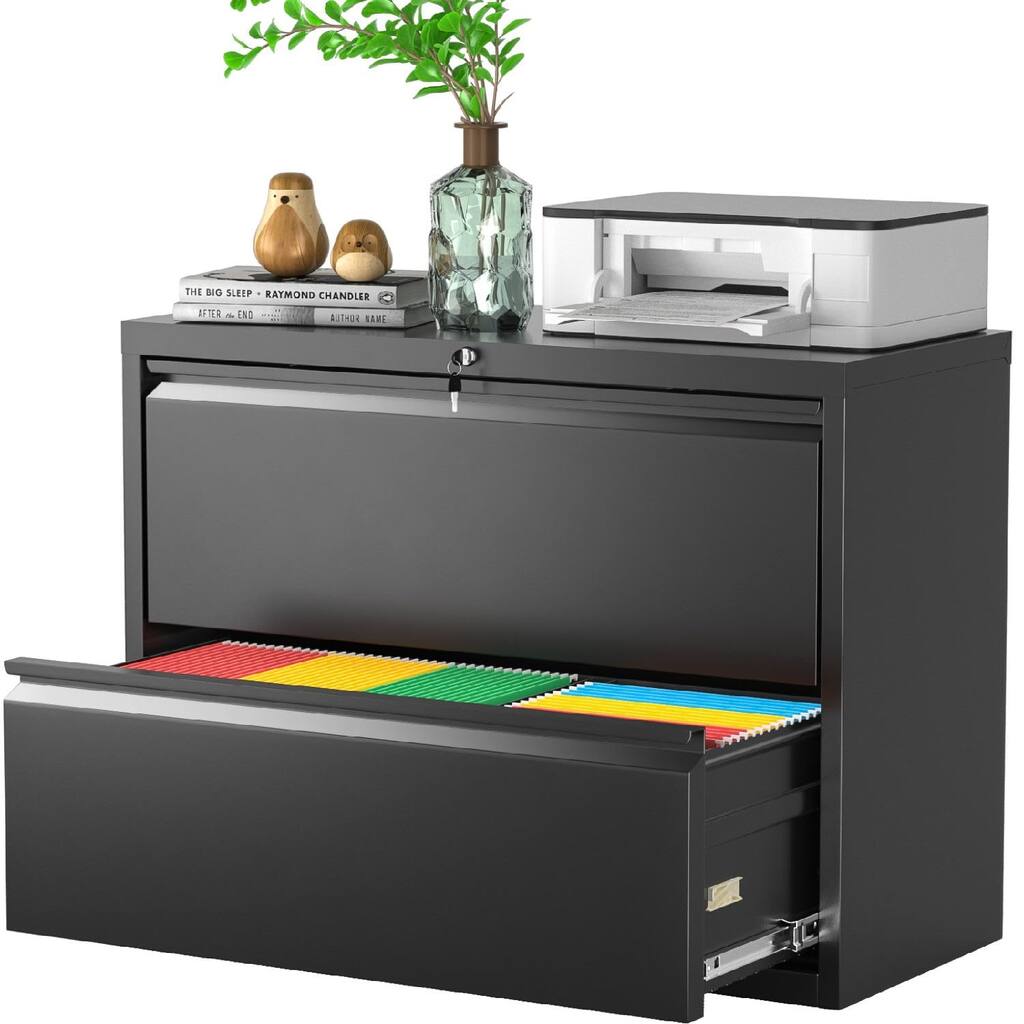 2 Drawer Filing Cabinet, File Cabinet with Lock, Lockable Metal File Cabinet, Office File Cabinets for Legal/Letter/A4/F4 Size