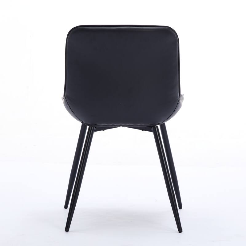 Dining Chairs Set of 2, Armless Upholstered PU Leather Dinner Chairs, Kitchen Chair with Curved Back and Metal Legs