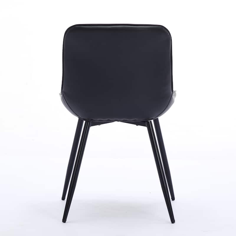 Mid Century Modern Dining Chairs Set of 2 w/ Comfortable Upholstered Faux Leather Side Chairs - Cream
