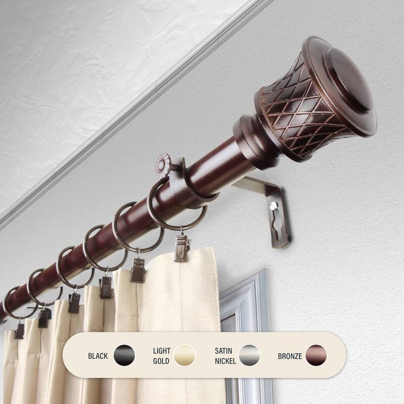 InStyleDesign Prisy 1 inch Diameter Adjustable Curtain Rod - 160 to 240 inches - Bronze