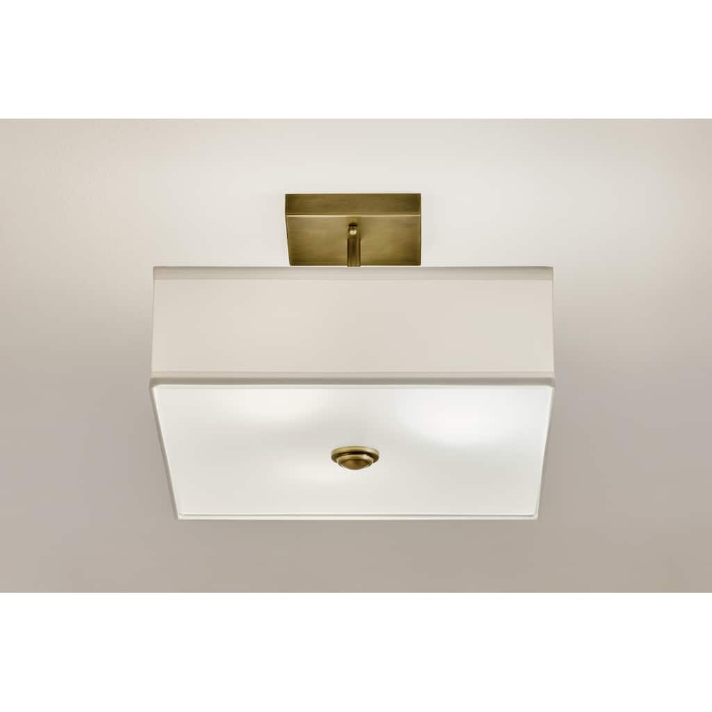 Kichler Lighting Shailene 18 in. 3-Light Natural Brass Square Semi-Flush Mount Light - 18 in