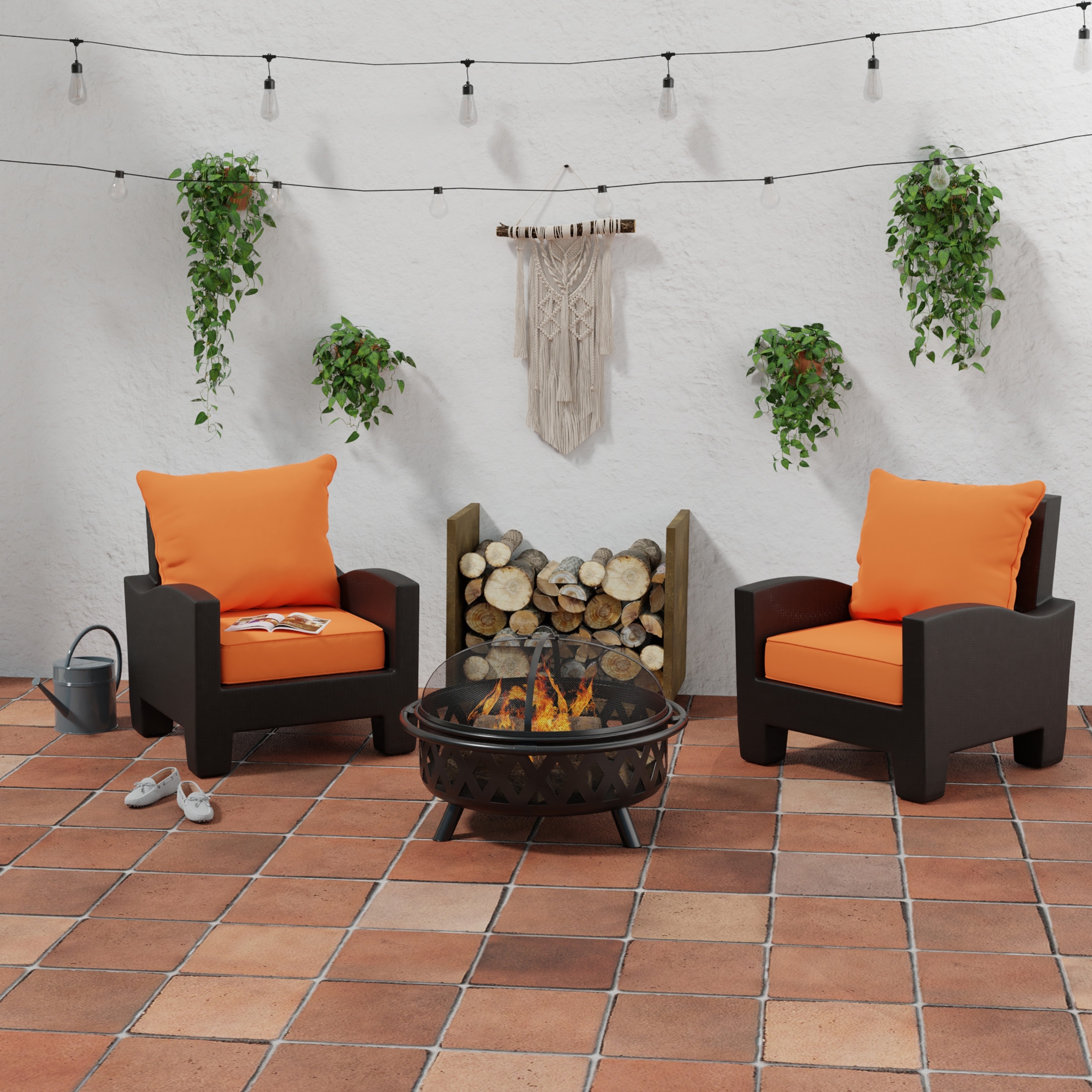 Sunbrella 24 undefinedx 47 Orange Solid Outdoor Deep Seat Cushion Set with Welt 46.5 L x 24 W x 6 H Bed Bath Beyond 37234028