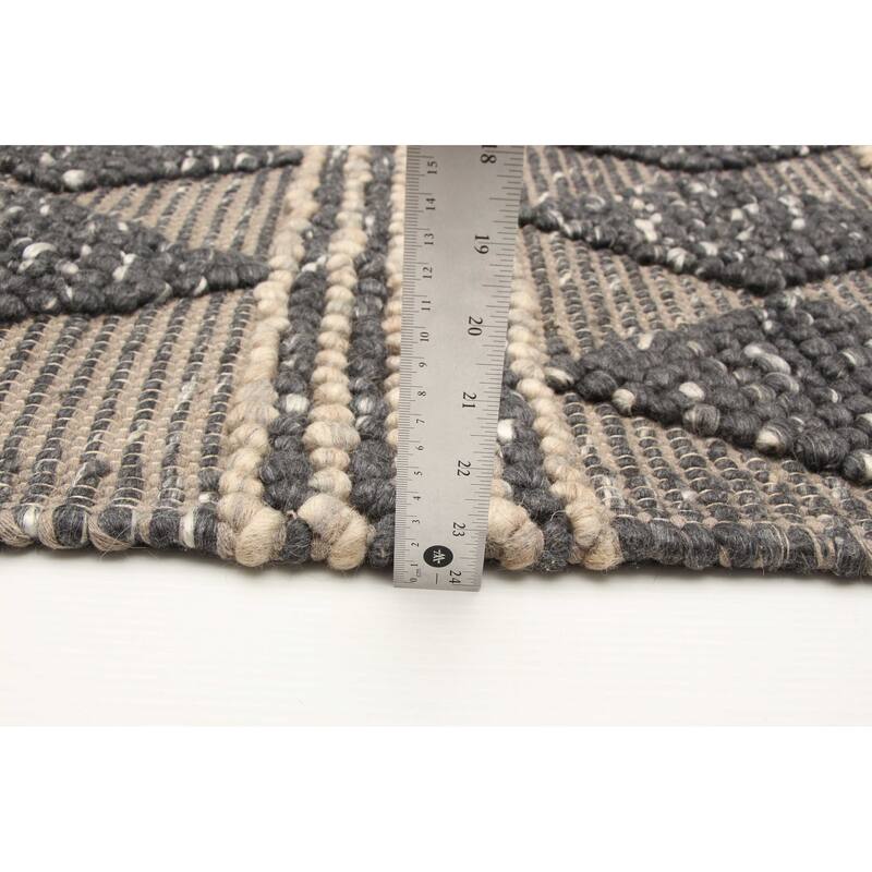 ECARPETGALLERY Braid weave Sienna Dark Grey Wool Rug - 5'1 x 7'2