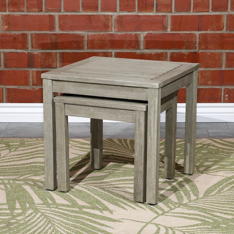 DTY Outdoor Living Longs Peak 2-Piece Eucalyptus Nesting Table Set, Natural Oil