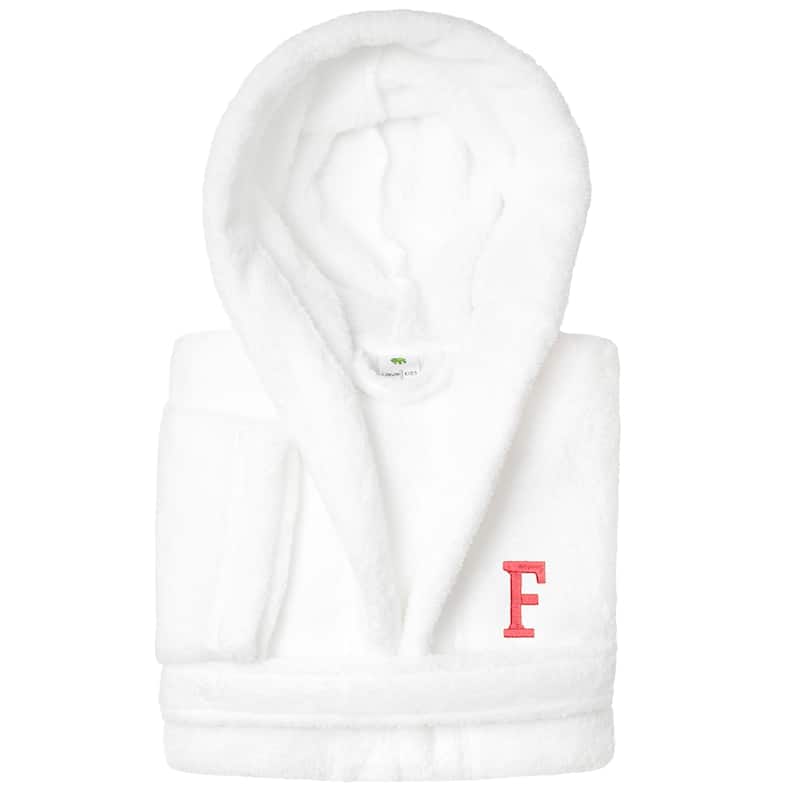 Sweet Kids 100% Polyester SUPER PLUSH Double Brushed Hooded Bathrobe with Pink Bookman Monogram - Medium - F
