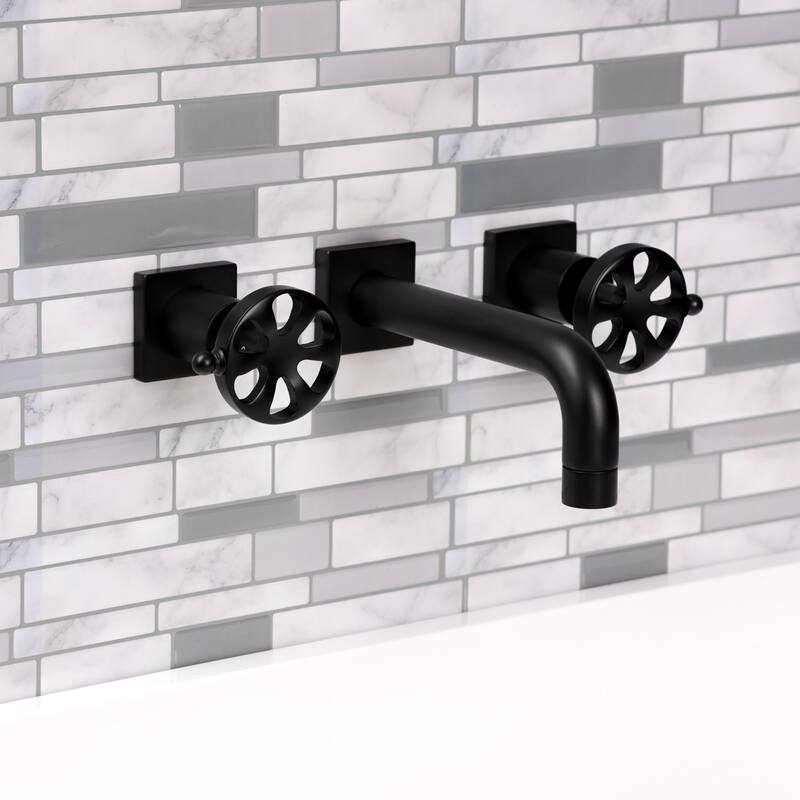 Belknap Two-Handle 3-Hole Wall Mount Bathroom Faucet in Polished Nickel