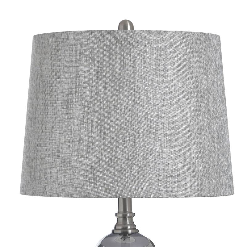 StyleCraft Steel Table Lamp - Brushed Nickle & Silver Glass - Grey Shade