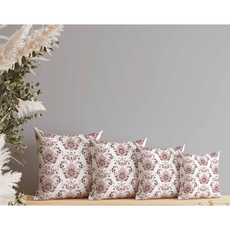 Ornate Opulence Indoor/Outdoor Reversible Throw Pillow Pink and Brown