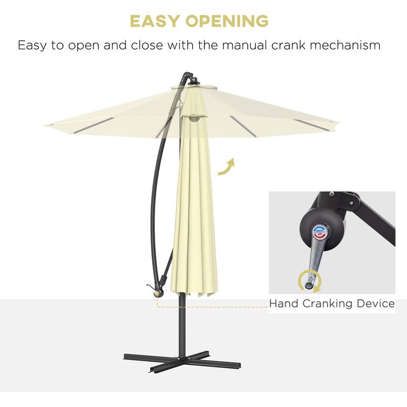 10 Feet UV and Water-Resistant Cantilever Patio Umbrella with Sturdy Base and Crank Handle