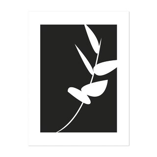 Leaves On Black 2 Digital Black White Botanical Leaf Art Print Poster 