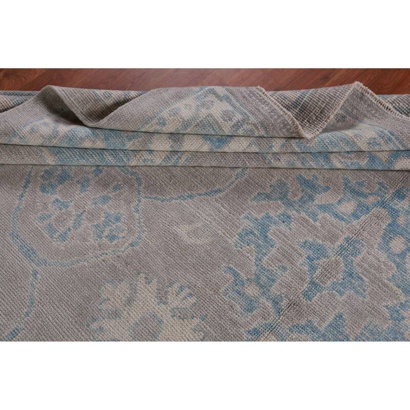 Hand Knotted Oriental 100% Wool Carpet Transitional All-Over Greys & Charcoal Oushak Area Rug - 12' 1'' X 9' 1''
