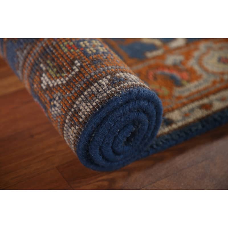 Blue Floral Heriz Serapi Indian Accent Rug Handmade Wool Carpet - 3'0"x 5'0"