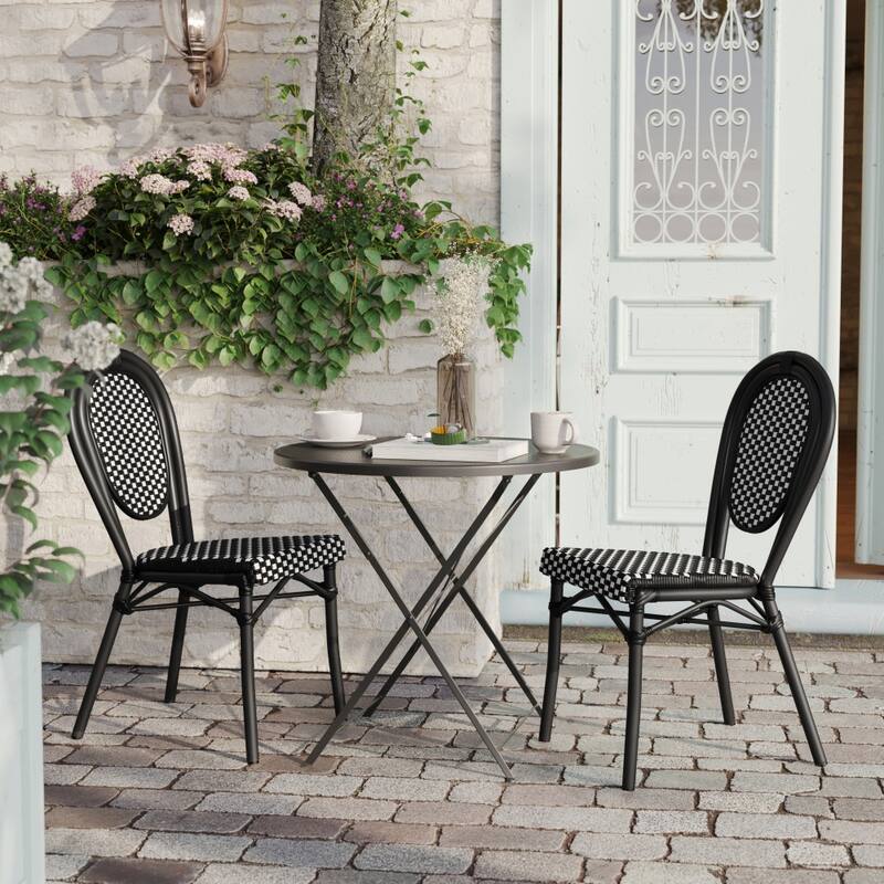 2 Pack All-Weather Commercial Paris Chair with Metal Frames