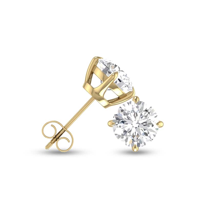 Marquee Lab Grown 1/2 Carat Round Solitaire Diamond Earrings in 14K Yellow Gold