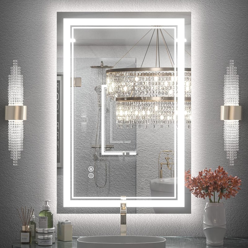 Full Size Front & Back LED Lighted Anti-fog Tempered Glass Wall Bathroom Vanity Mirror - 36" x 24"