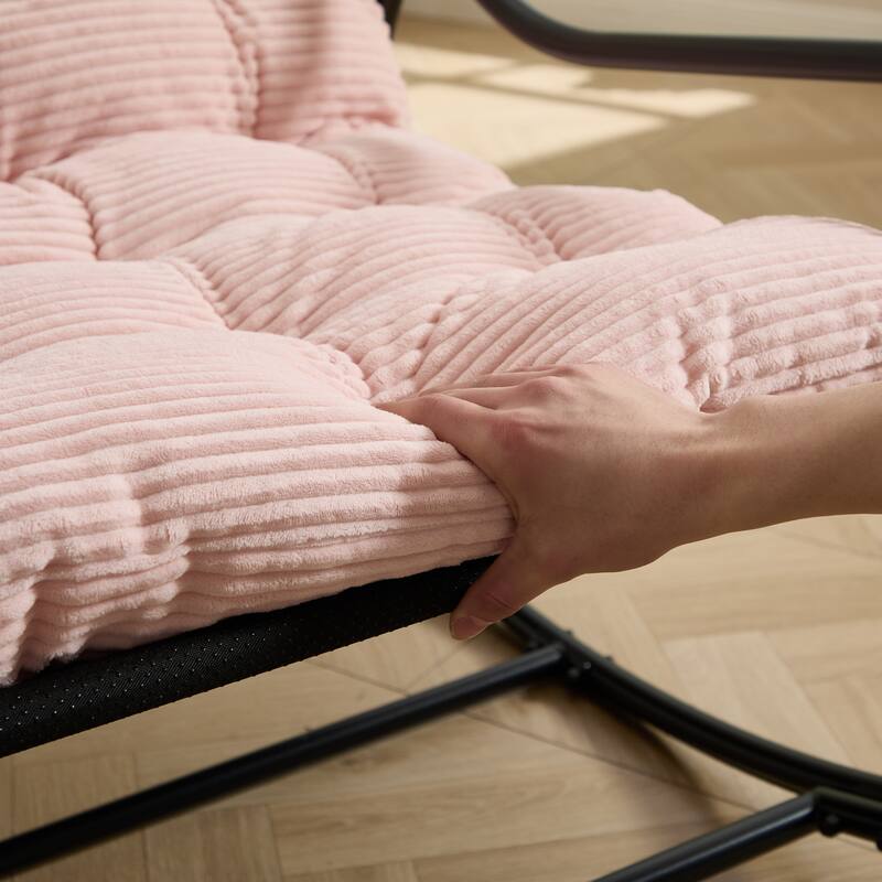 Outdoor Rocking Chair, Comfy Cushion, with Soft Thick Cushion,for Living Room, Bedroom, Reading Room, Black Frame with Cushion