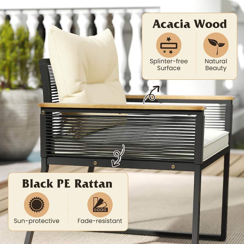 Costway 4/8 PCS Patio Furniture Set with Tempered Glass Coffee Table