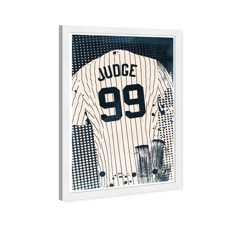 Wynwood Studio Prints 'Navy Baseball Jersey' Blue Wall Art