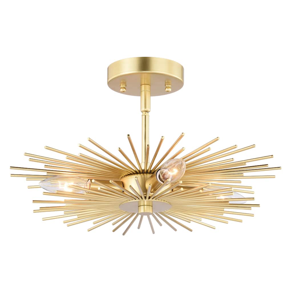 Nikko 16-in W Mid-Century Modern Semi Flush Mount Ceiling Light - 16-in W x 9.5-in H x 16-in D