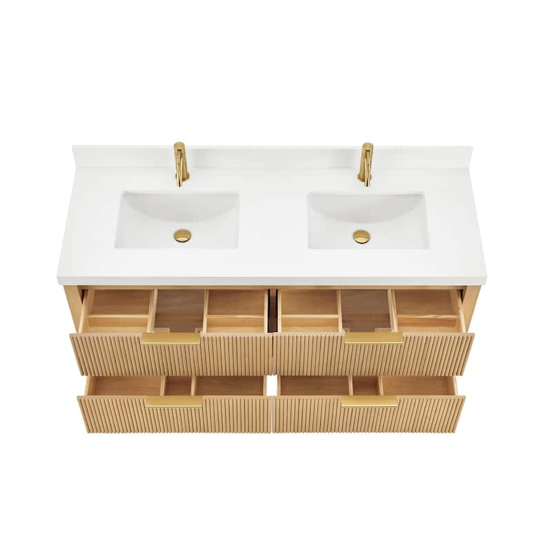 Barcelona Floating Bath Vanity with Quartz Stone Top without Mirror