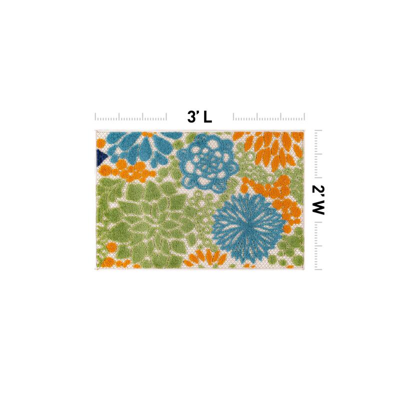 World Rug Gallery Indoor/Outdoor High-Low Textured Area Rug, Floral, Easy-Clean Patio Rug