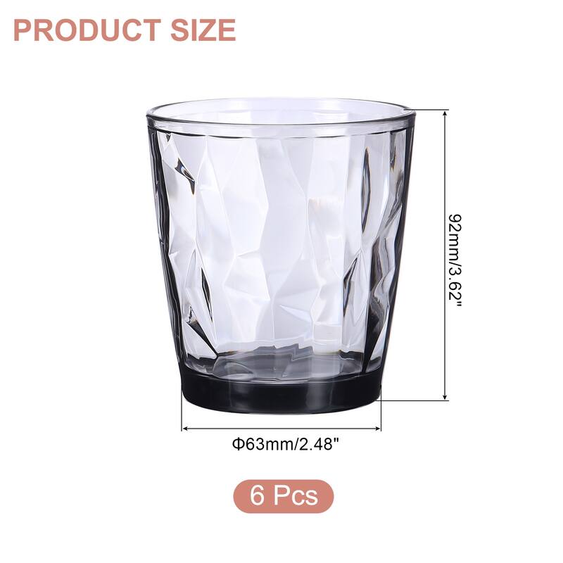 6Pcs Acrylic Drinking Glasses Plastic Reusable Tumblers - 10oz - Grey
