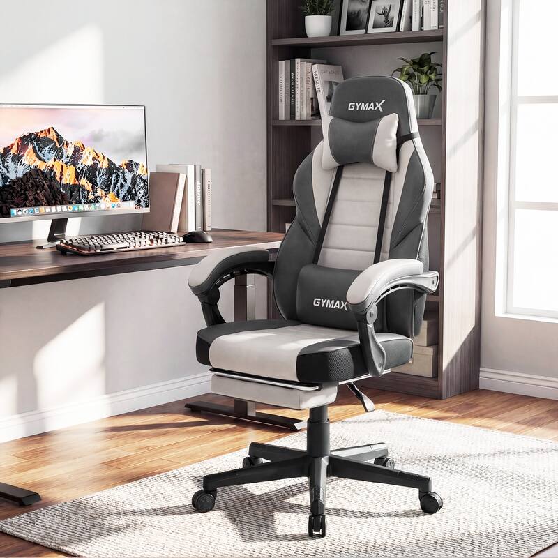 Gymax Gaming Chair w/ Headrest Reclining Backrest Lumber Support