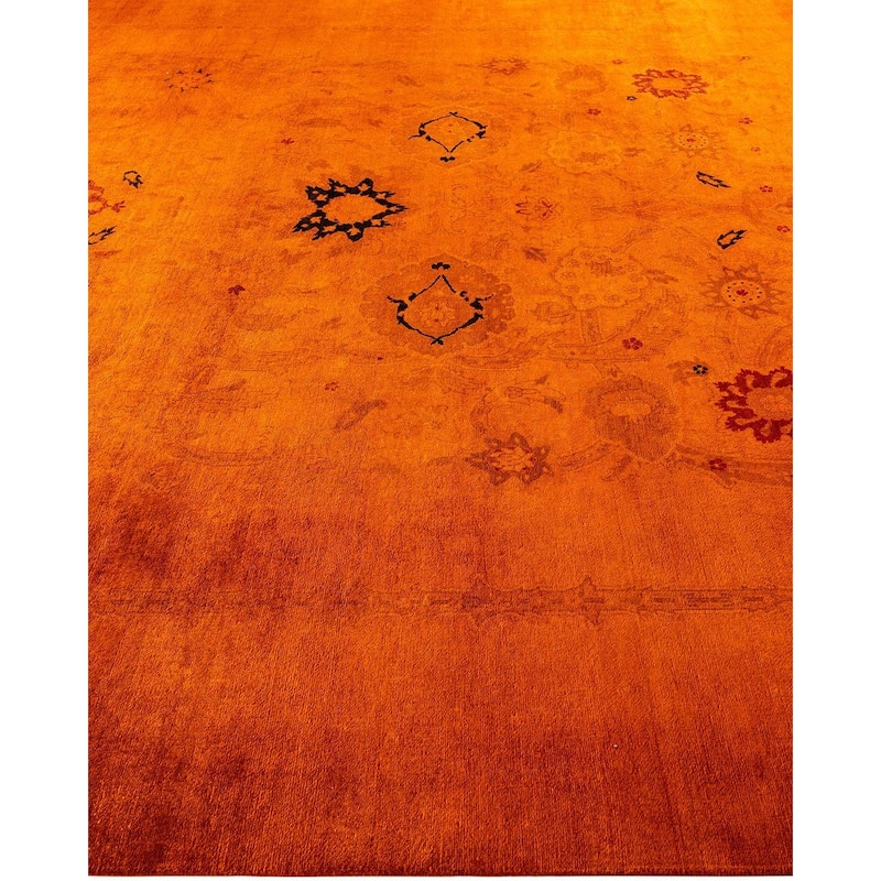 Overdyed, One-of-a-Kind Hand-Knotted Area Rug - Orange - 9' 0" x 12' 2"