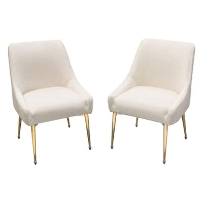 Gold/Beige Velvet Upholstered Metal Frame Dining Chair, Set of 2, Sturdy Dining Chair for Dining Rooms - 24.6
