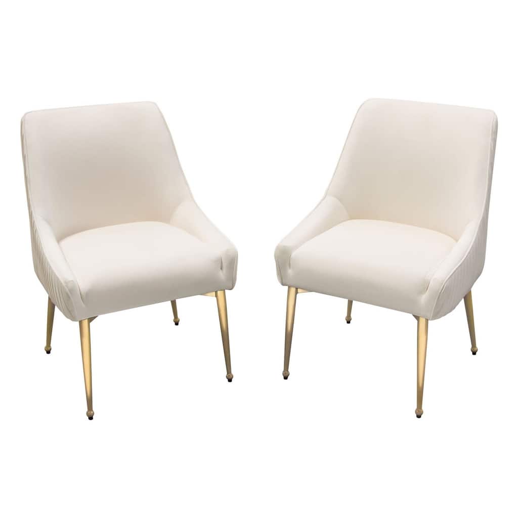 Gold/Beige Velvet Upholstered Metal Frame Dining Chair, Set of 2, Sturdy Dining Chair for Dining Rooms - 24.6