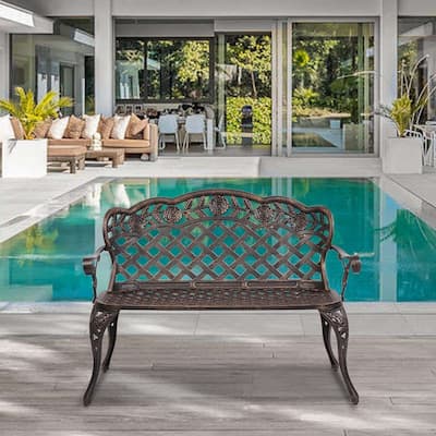 Outdoor 42.5 in. Cast Aluminum Park Decorative Bench